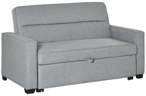 Canapea pat HOMCOM cu tapițerie din material textil, 2 locuri cu spatar reglabil pe 3 niveluri, gri | Aosom Romania