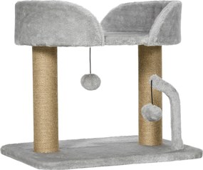 PawHut Ansamblu de Joacă pentru Pisici cu Sisal pentru Zgâriat, Culcuș și Bile, 48x38x42 cm, Gri | Aosom Romania