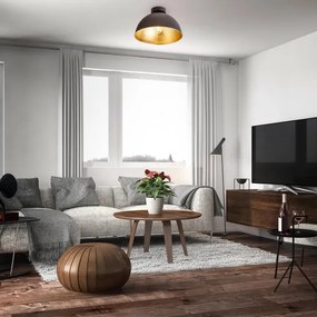 Plafonieră B.K. Licht 1322 1xE27/60W/230V negru/auriu