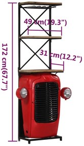 Dulap de vin design tractor 49x31x172 cm lemn masiv de mango Rosu, 9