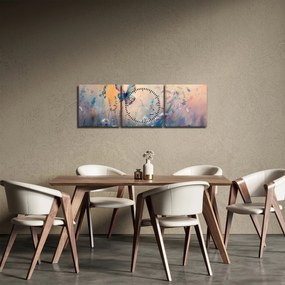 Tablou - Pajiște cu Fluture II (cu ceas) (90x30 cm)