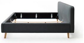 Pat matrimonial gri antracit tapițat fără somieră 140x200 cm Mattis – Meise Möbel