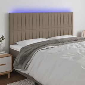 3122688 vidaXL Tăblie de pat cu LED, gri taupe, 200x5x118/128 cm, textil