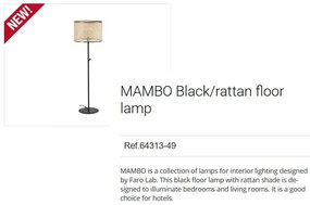Lampadar / Lampa de podea moderna design natural MAMBO negru/ratan 64313-49