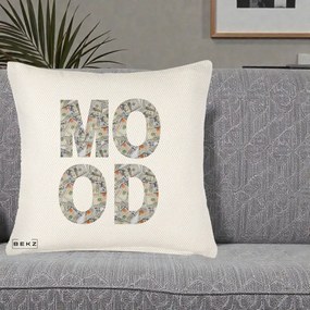 Perna Decorativa MOOD Money Grafic Urban, 40x40 cm, Crem Reliefat, Husa Detasabila, Perna Inclusa, BEKZ®
