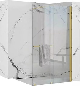 Paravan de dus tip Walk-in Rea Cortis cu parte culisanta 100x200 cm profil auriu