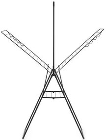 Uscator de rufe Brabantia Hangon 1004171, 25 m, 8 umerase, Blocare pentru copii, Tijă suplimentara, Negru mat