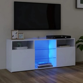804301 vidaXL Comodă TV cu lumini LED, alb extralucios, 120x30x50 cm
