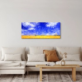 Tablou - Pictură în ulei, câmp auriu (120x50 cm)