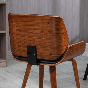 HOMCOM Set de 2 Scaune de Sufragerie Stil Vintage Îmbunătățite în Lemn și Piele Sintetică PU, Negru și Lemn | Aosom Romania