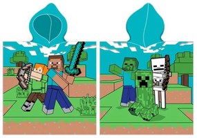 Minecraft Diamond Defender Poncho prosop de plajă 50x115 cm