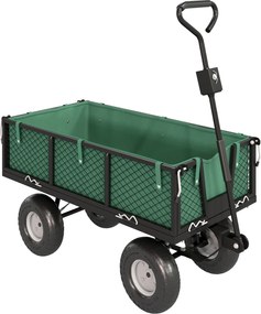 Outsunny Cărucior de Grădină de 114L cu Pereți Laterali Detașabili și Mâner Rotativ, 105x51x54 cm, Negru | Aosom Romania