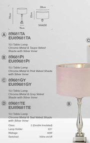 Veioza/Lampa de masa design lux elegant Belle crom/gri