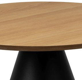 MAZZONI EXPORT BOSCO Stejar natural/picior negru - MASĂ DE CAFEA ROTUNDĂ 65 cm MASĂ DE CAFEA PENTRU SUFRAGERIE FURNIR
