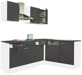 Dulap de bucătărie de colț Yorki 220, corp alb, cu față antracit satinat