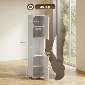 HOMCOM Dulap Multimedia Slim cu 5 Rafturi Reglabile, Alb | Aosom Romania