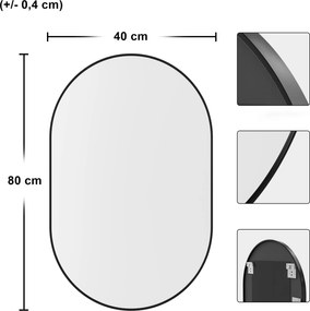 Oglinda ovala de perete OLVANI 80x40 cm cu rama neagra