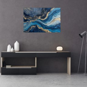 Tablou - Marmură abstractă albastru-aurie (90x60 cm)