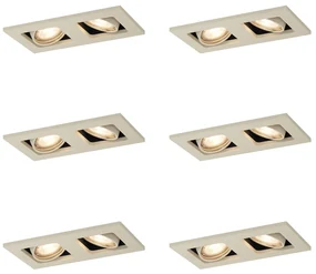 Set de 6 spoturi încastrate moderne bej GU10 50mm reglabile cu 2 lumini - Qure