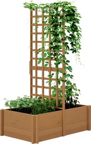 Outsunny Jardinieră cu spalier, ghiveci din lemn pentru plante cățărătoare, legume, 100 x 60 x 150 cm, natural | Aosom Romania
