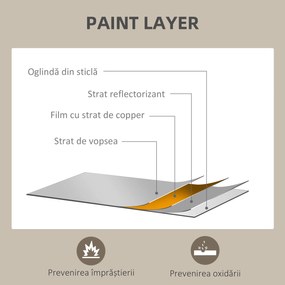 HOMCOM Oglindă Dreptunghiulară de Perete cu Cârlige, Sticlă și MDF, 60x80 cm, Negru | Aosom Romania