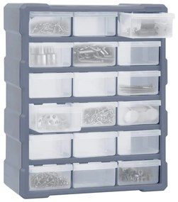 Organizator cu 18 sertare medii, 38x16x47 cm Gri, 18 sertare, 1, Gri