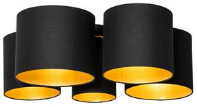 Plafoniera neagra cu interior auriu 5 lumini - Multidrum
