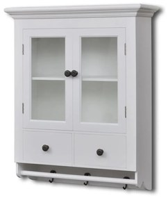 vidaXL Dulap de perete pentru bucătărie, cu ușă din sticlă, lemn, alb