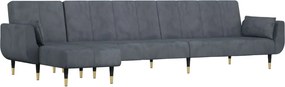 vidaXL Canapea extensibilă formă de L gri închis 275x140x70 cm catifea