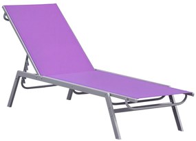 Outsunny Șezlong de Soare - Chaise Longue - Design Contemporan - Spătar Reglabil în Mai Multe Poziții - Metal Epoxidic Textilen Mov - dim. 170 x 58 x 97 cm | Aosom Romania
