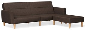 3080592 vidaXL Canapea extensibilă cu taburet, 2 locuri, maro închis, textil