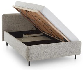 Pat matrimonial bej tapițat cu spațiu de depozitare cu somieră 140x200 cm Primo – Meise Möbel