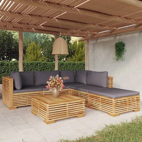 3100860 vidaXL Set mobilier grădină cu perne, 6 piese, lemn masiv de tec