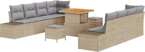 vidaXL Set de canapele pentru grădină cu pernă 11 pcs Bej Rattan poli