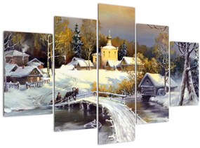 Tablou - Orășel iarna (150x105 cm)