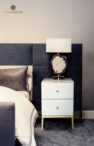 Noptiera Milan alb/silver – H78 cm
