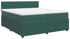 3287833 vidaXL Pat box spring cu saltea, verde închis, 200x200 cm, catifea