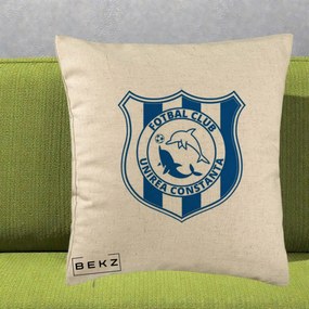 Perna Personalizata FC Unirea Constanta Fotbal, 40x40 cm, Bej, Husa Detasabila, Perna Inclusa, BEKZ®