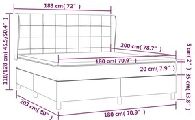 Pat box spring cu saltea, albastru, 180x200 cm, material textil Albastru, 180 x 200 cm, Cu blocuri patrate