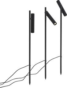 Set de 3 spoturi cu țepușă negre, cu LED inclus IP44 - Garly Ribble
