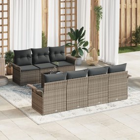 vidaXL Set de canapele pentru grădină 8 pcs Gri Rattan poli