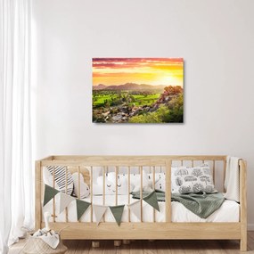 Tablou pe sticlă cu valea Hampi în India (70x50 cm)