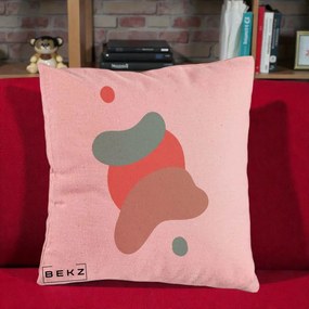 Perna Decorativa Abstract Forme Fluide Coral, 40x40 cm, Roz, Husa Detasabila, Perna Inclusa, BEKZ®
