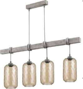 Brilagi - Lustra suspendată pe cablu WOOD GLASS 4xE27/60W/230V pin/gri/maro fumuriu