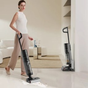 Aspirator vertical DREAME H12 Pro HHR25A, 300W, 0.7/0.9 l, 3 moduri, 35 min, Umed/uscat, Alerte vocale, LED, Uscare mop automată, Negru/gri