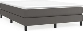 vidaXL Pat box spring cu saltea, gri, 140x200 cm, piele ecologică