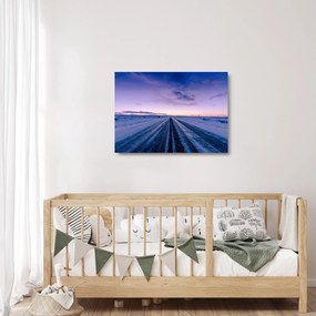Tablou pe sticlă - autostrada iarna (70x50 cm)