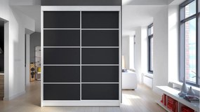 Dulap cu uși glisante Bianca IV (alb + negru) (fără iluminare). 1059134