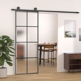 vidaXL Ușă glisantă, negru, 76x205 cm, aluminiu și sticlă ESG