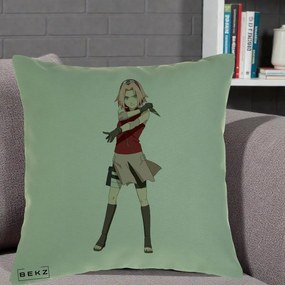Perna Personalizata Naruto Sakura Haruno Portret, 40x40 cm, Verde, Husa Detasabila, Perna Inclusa, BEKZ®